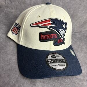 New England Patriots New Era 39Fifty S/M White Beige Blue NFL AFC NEW‎